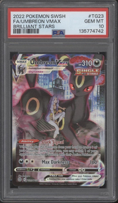 Umbreon VMAX Pokemon Brilliant Stars Full Art #TG23 PSA 10