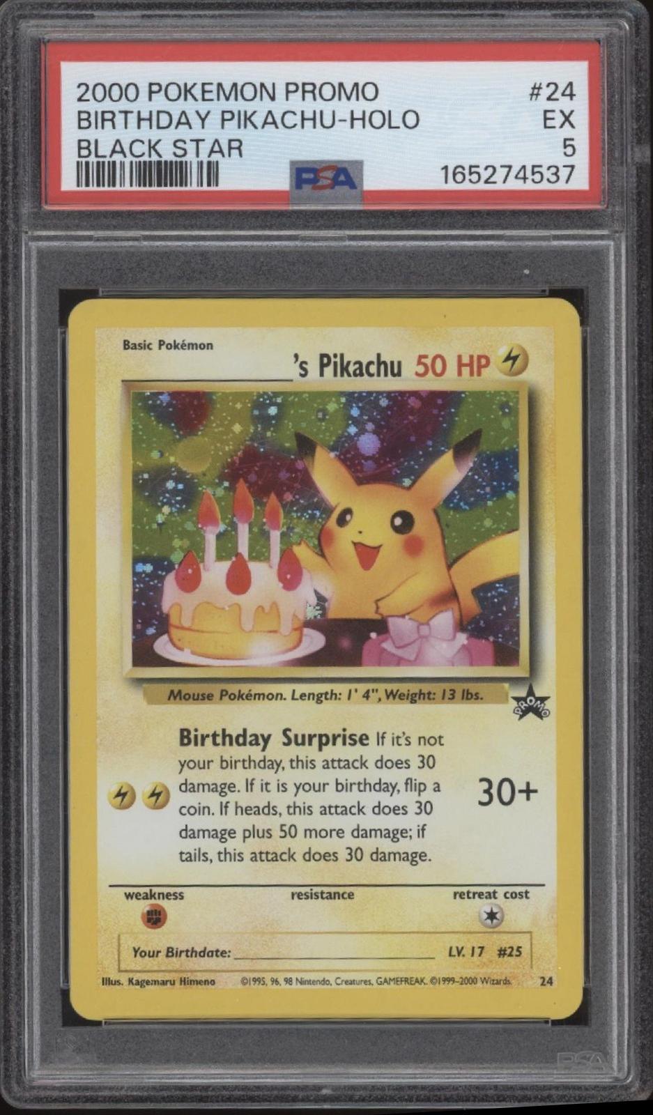 Birthday Pikachu Pokemon Black Star Promo Holo #24 PSA 5