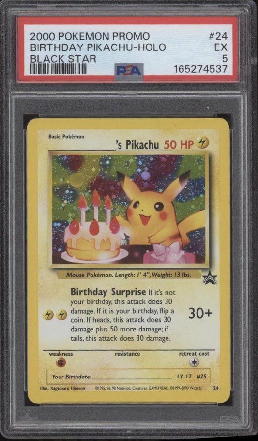 Birthday Pikachu Pokemon Black Star Promo Holo #24 PSA 5
