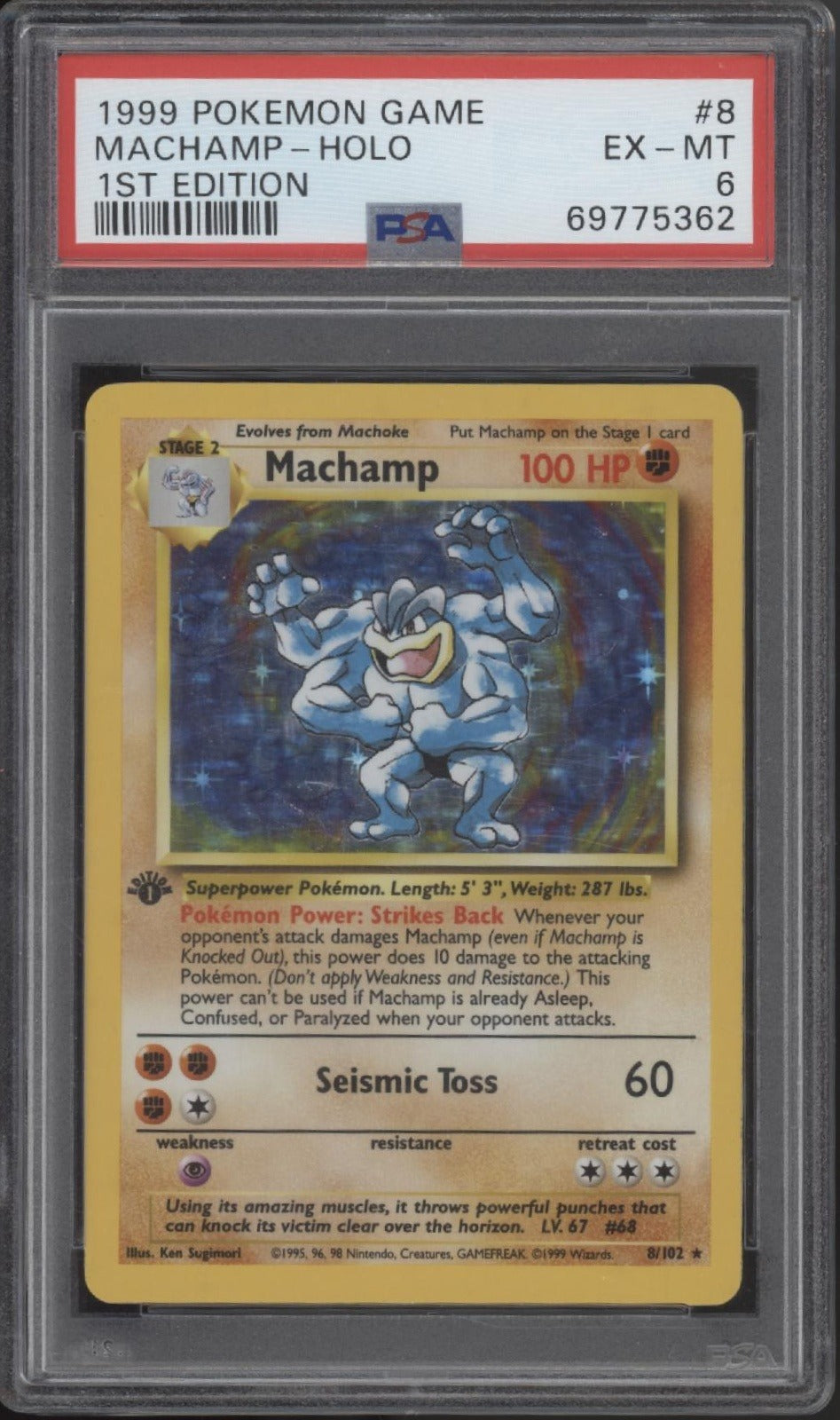 Machamp Pokemon Base Set Holo 1st Edition #8 PSA 6