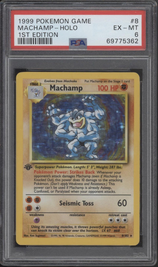Machamp Pokemon Base Set Holo 1st Edition #8 PSA 6