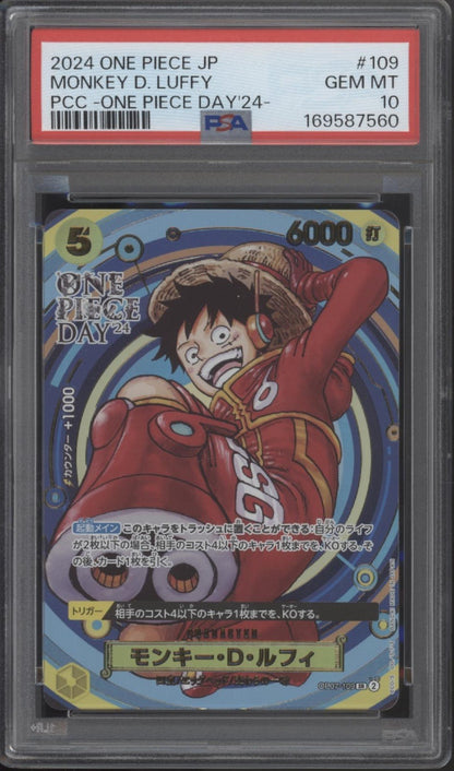 Monkey D Luffy One Piece Card Game PCC One Piece Day 2024 Japanese #109 PSA 10