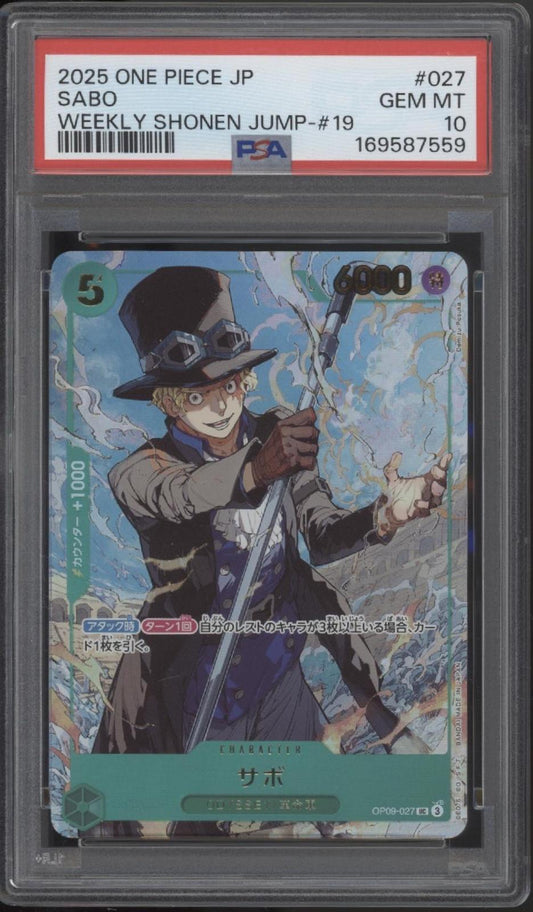 Sabo One Piece Card Game Weekly Shonen Jump #19 Japanese #027 PSA 10
