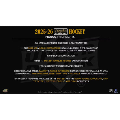 2025-26 Upper Deck O-Pee-Chee Platinum Hockey Hobby Box *Contact Us To Order*