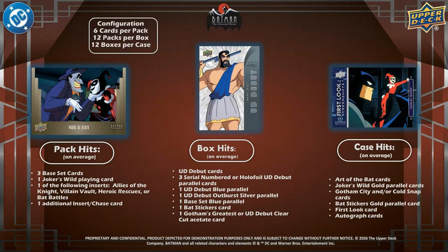 2026 Upper Deck Batman the Animated Series Hobby Box *Contact Us To Order*