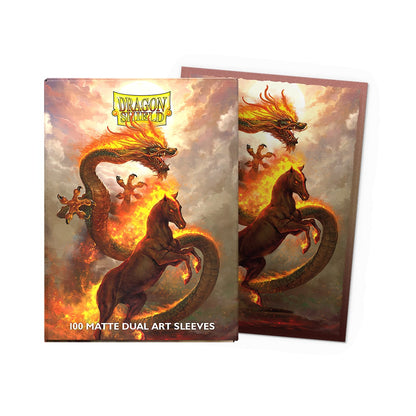 Dragon Shield: 100ct Standard Size Dual Matte Lunar New Year  Fire Horse 2026 Sleeves *Expected Release Date 12-05-2025*