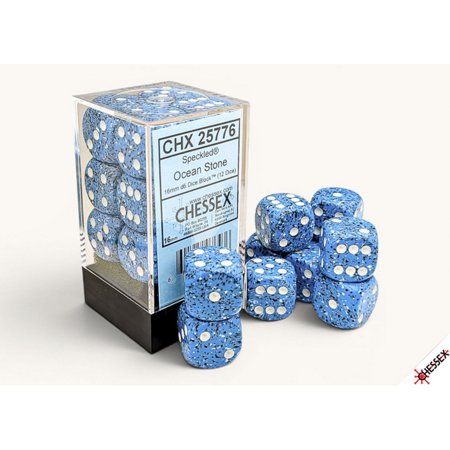Chessex: Speckled Ocean Stone 16mm d6 Dice Block (12 Dice)