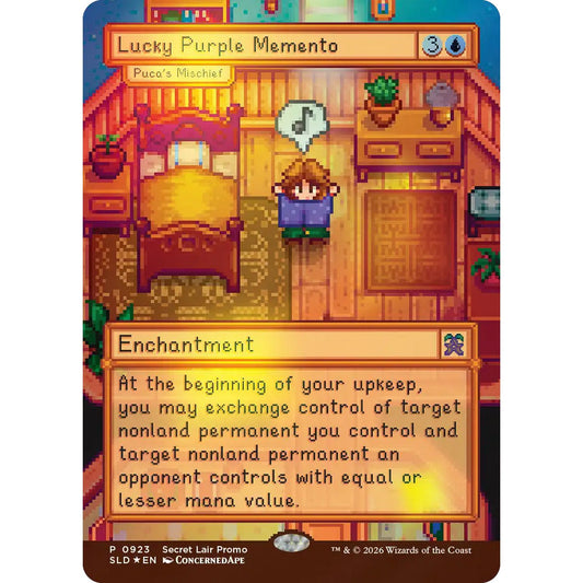 Magic the Gathering: Secret Lair x Stardew Valley: Puca's Mischief As "Lucky Purple Momento" [Traditional Foil]
