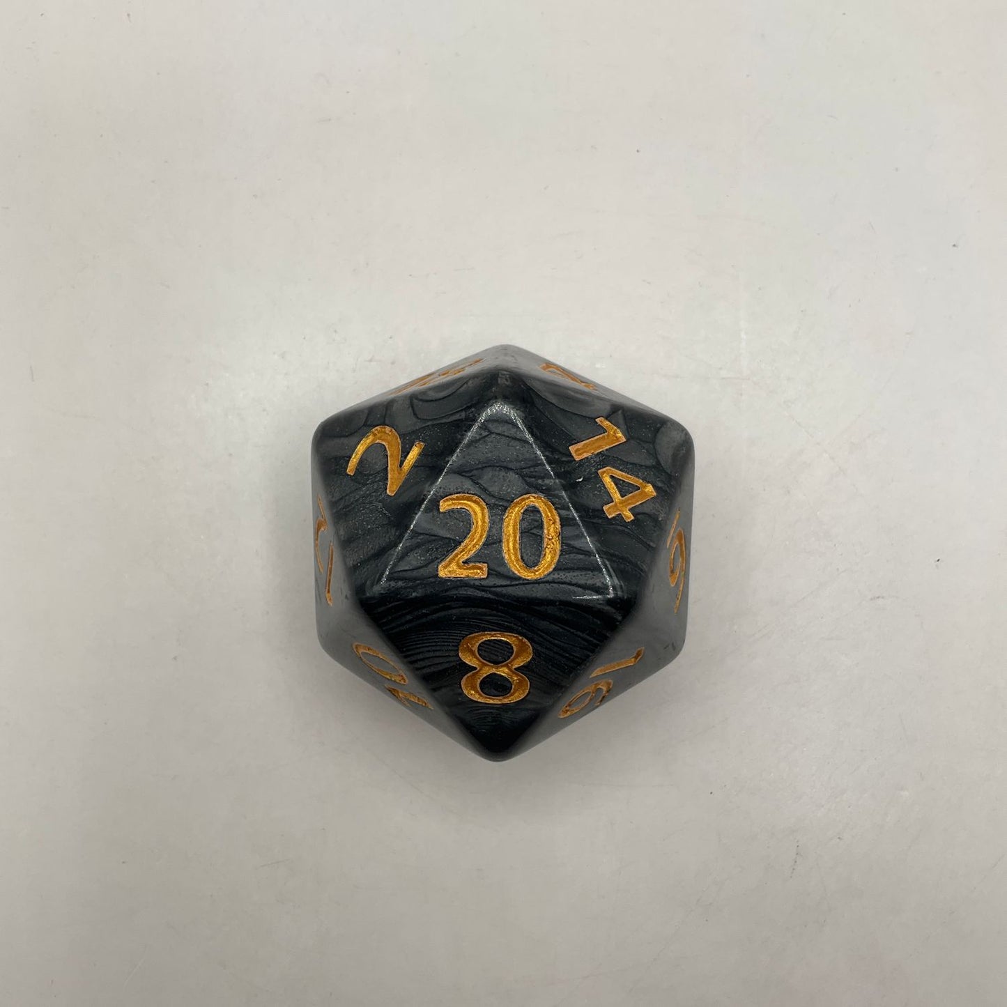 Critical Hit Collectibles: Single Big D20 Marbled Black with Gold Numbers