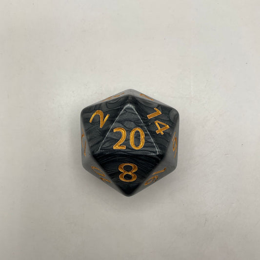 Critical Hit Collectibles: Single Big D20 Marbled Black with Gold Numbers
