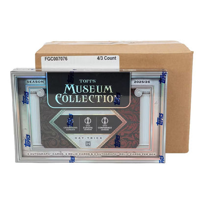 2025-26 Topps UEFA Club Competitions Museum Collection Soccer Hat Trick 4-Box Case