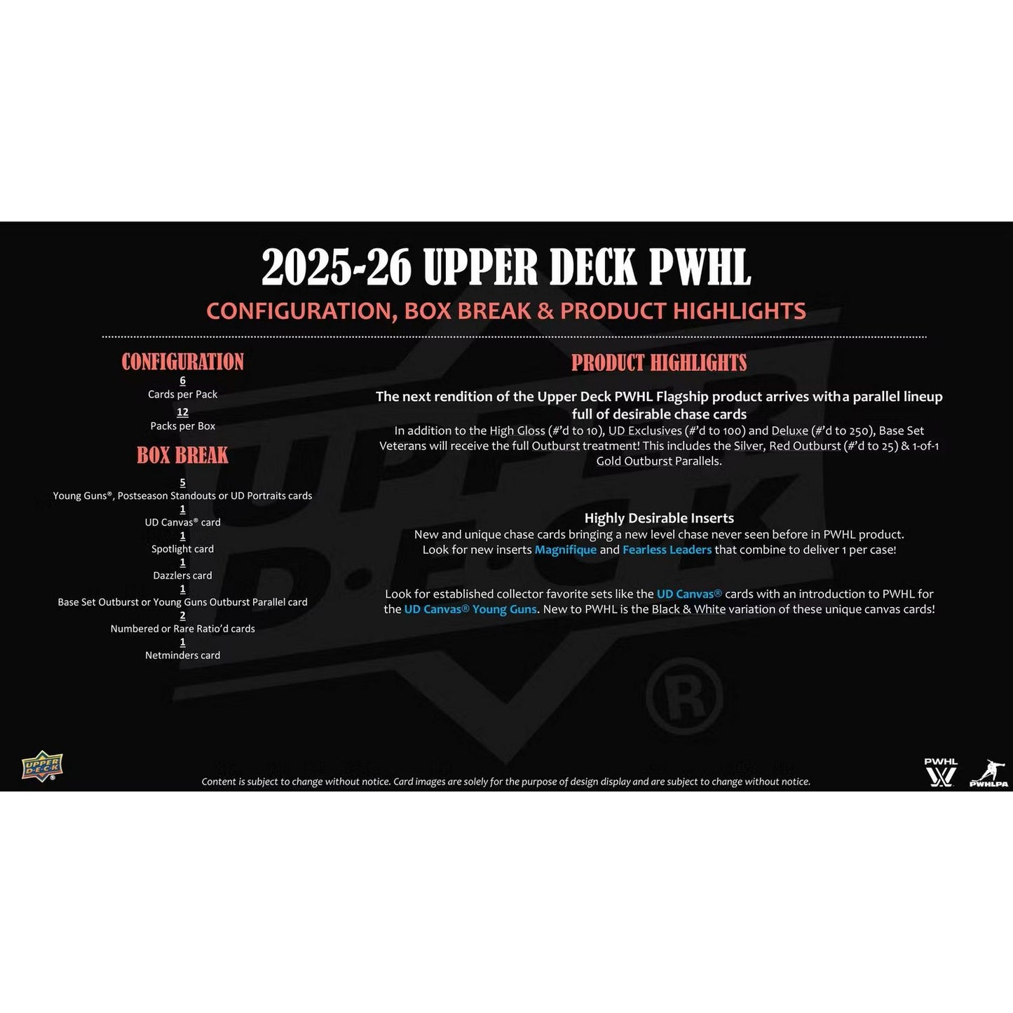 2025-26 Upper Deck Professional Women’s Hockey League Hobby Box *Contact Us To Order*
