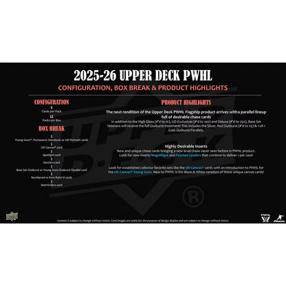 2025-26 Upper Deck Professional Women’s Hockey League Hobby Box *Contact Us To Order*