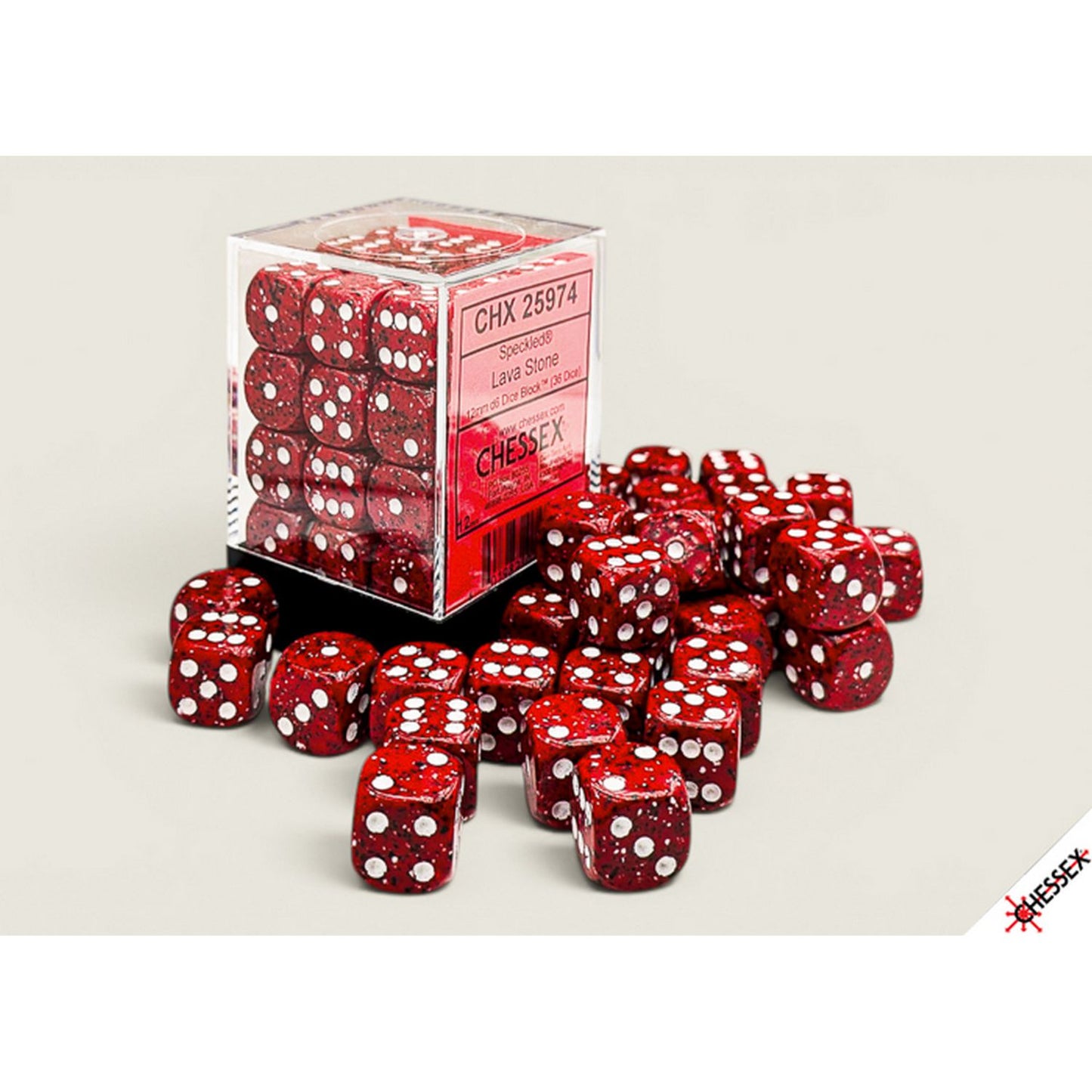 Chessex: Speckled Lava Stone 12mm d6 Dice Block (36 Dice)