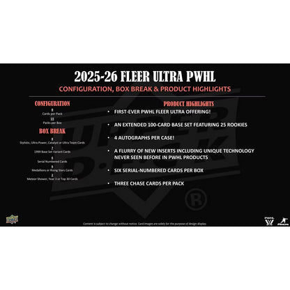 2025-26 Upper Deck Fleer Ultra PWHL Hockey Hobby Box *Contact Us To Order*