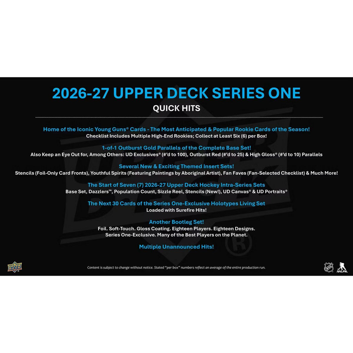 2026-27 Upper Deck Series 1 Hockey Hobby Box *Contact Us To Order*