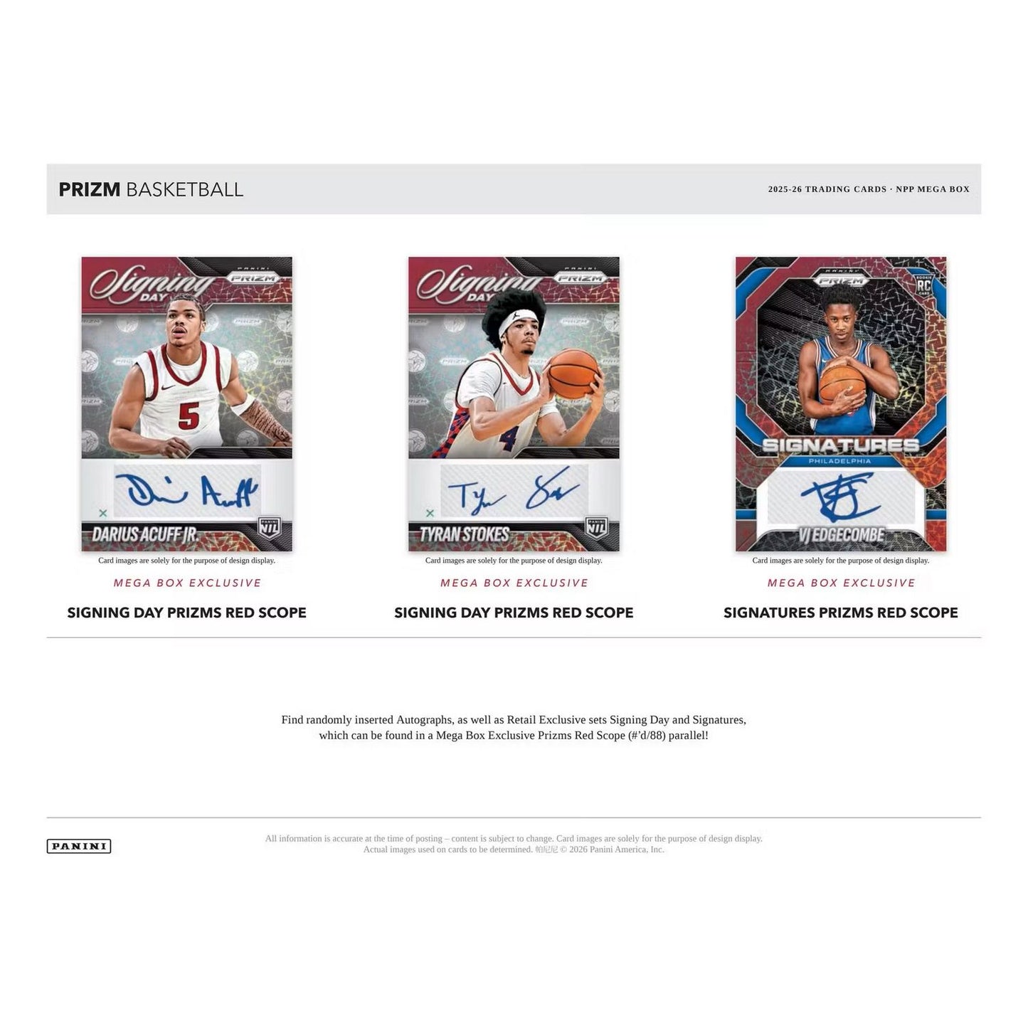 2025-26 Panini Prizm Basketball Mega Box (Red Ice Prizms!)