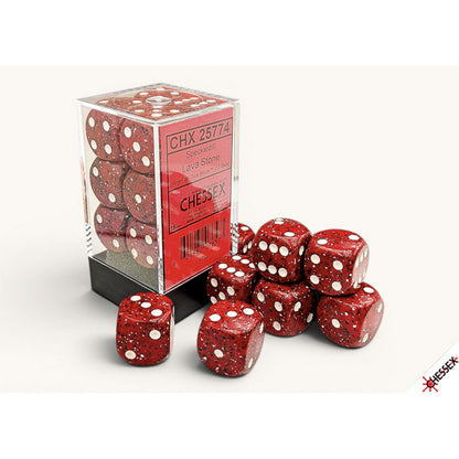Chessex: Speckled Lava Stone 16mm d6 Dice Block (12 Dice)