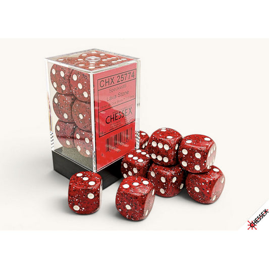 Chessex: Speckled Lava Stone 16mm d6 Dice Block (12 Dice)