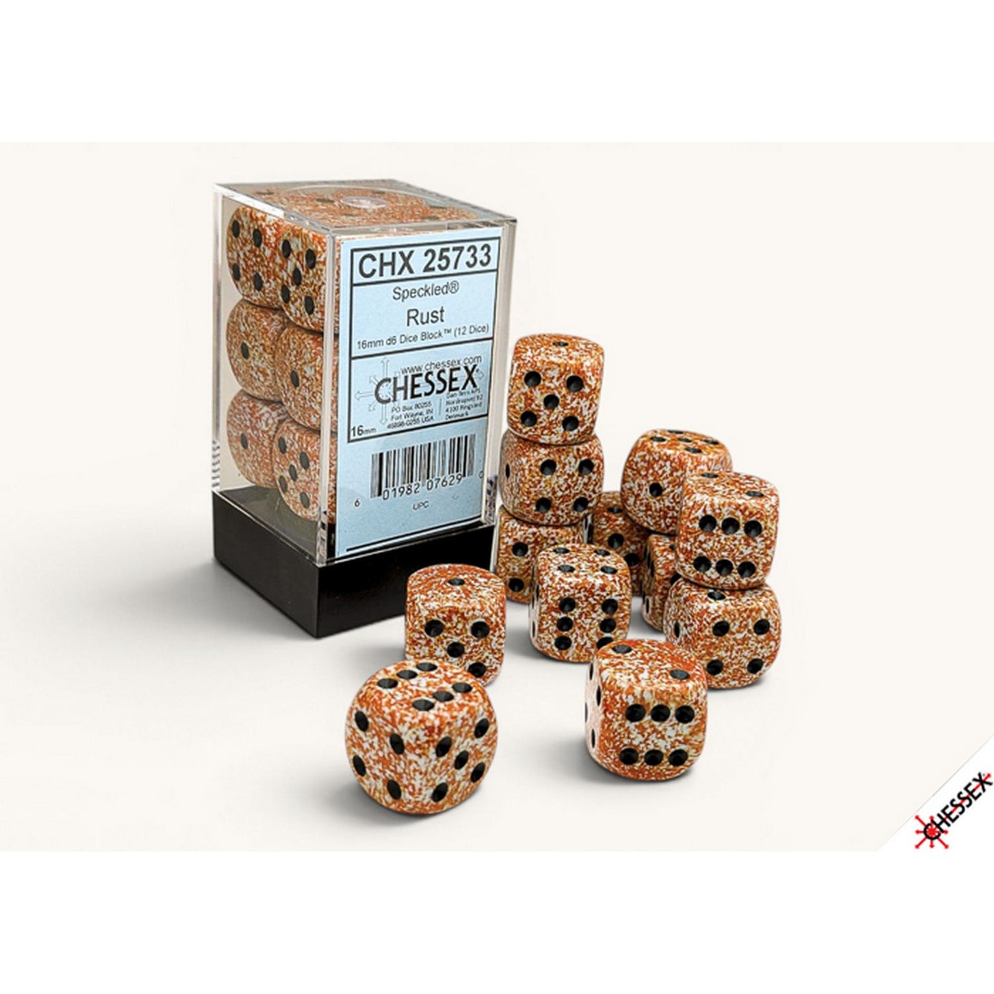 Chessex: Speckled Rust 16mm d6 Dice Block (12 Dice)