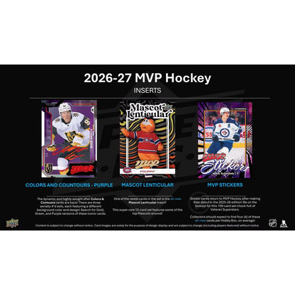 2026-27 Upper Deck MVP Hockey Hobby Box *Contact Us To Order*