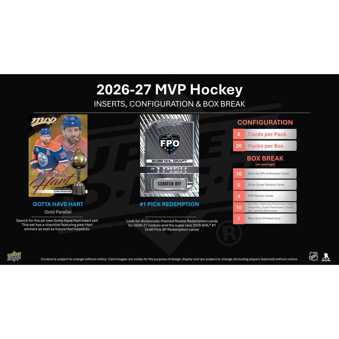 2026-27 Upper Deck MVP Hockey Hobby Box *Contact Us To Order*