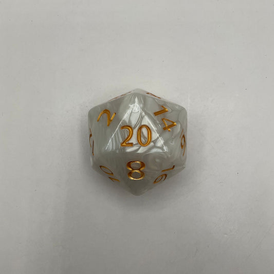 Critical Hit Collectibles: Single Big D20 Marbled White with Gold Numbers