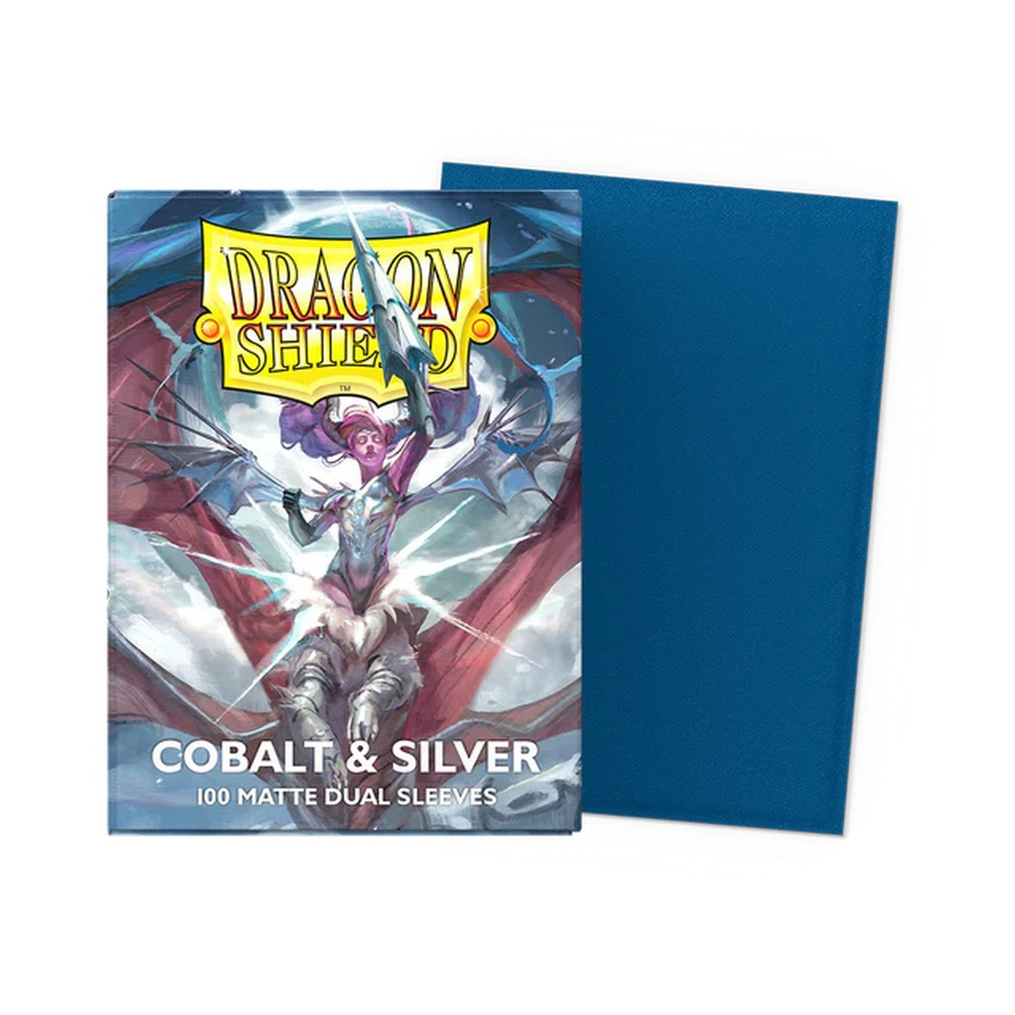 Dragon Shield: 100ct Dual Matte Sleeves - Cobalt & Silver