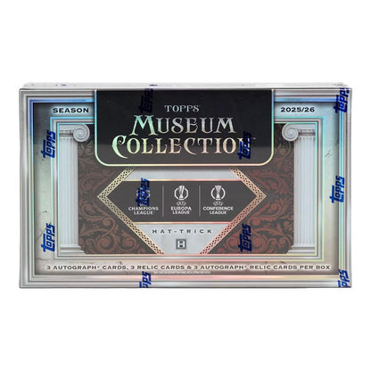 2025-26 Topps UEFA Club Competitions Museum Collection Soccer Hat Trick 4-Box Case