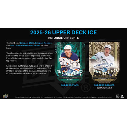 2025-26 Upper Deck Ice Hockey Hobby Box *Contact Us To Order*