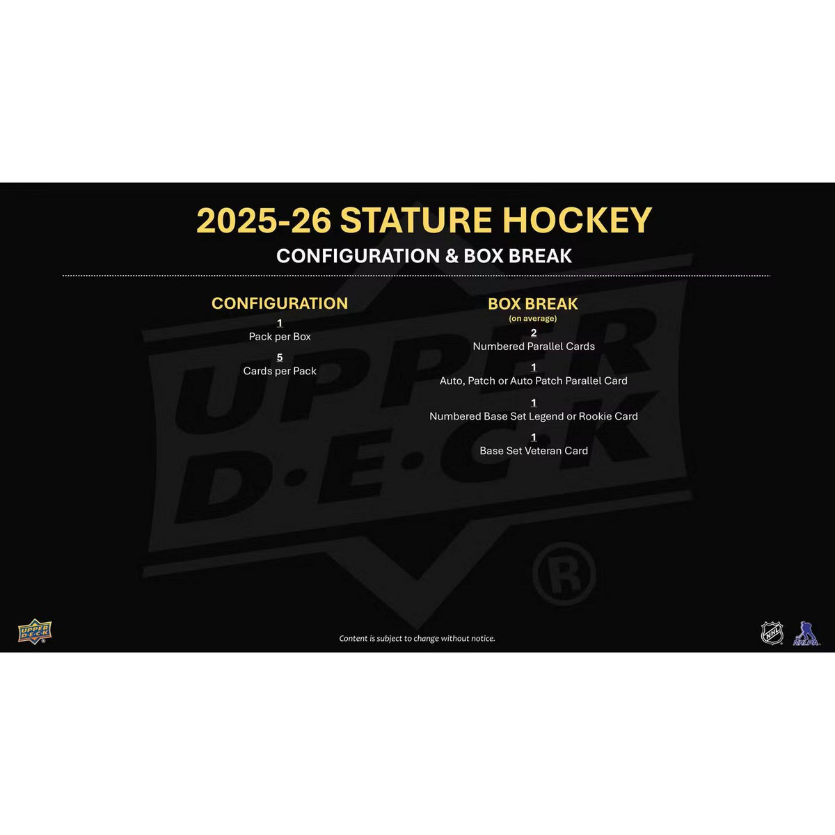 2025-26 Upper Deck Stature Hockey Hobby Box *Contact Us To Order*
