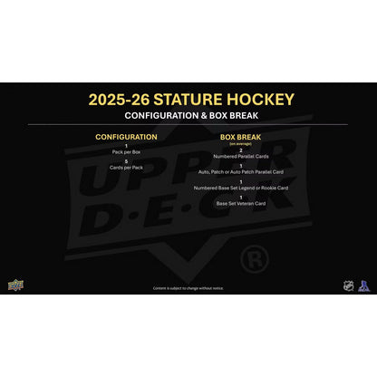 2025-26 Upper Deck Stature Hockey Hobby Box *Contact Us To Order*