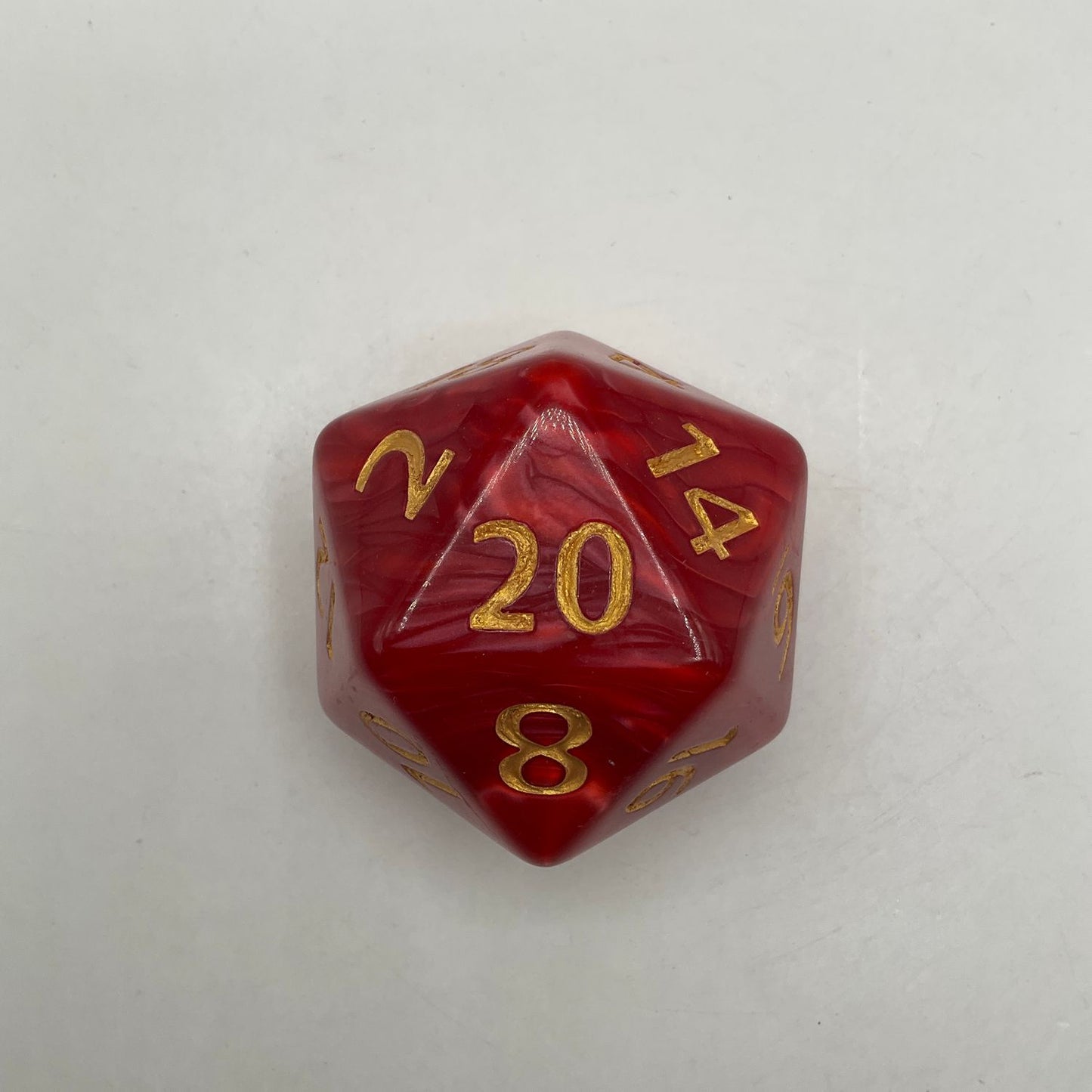 Critical Hit Collectibles: Single Big D20 Marbled Red with Gold Numbers