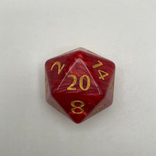 Critical Hit Collectibles: Single Big D20 Marbled Red with Gold Numbers