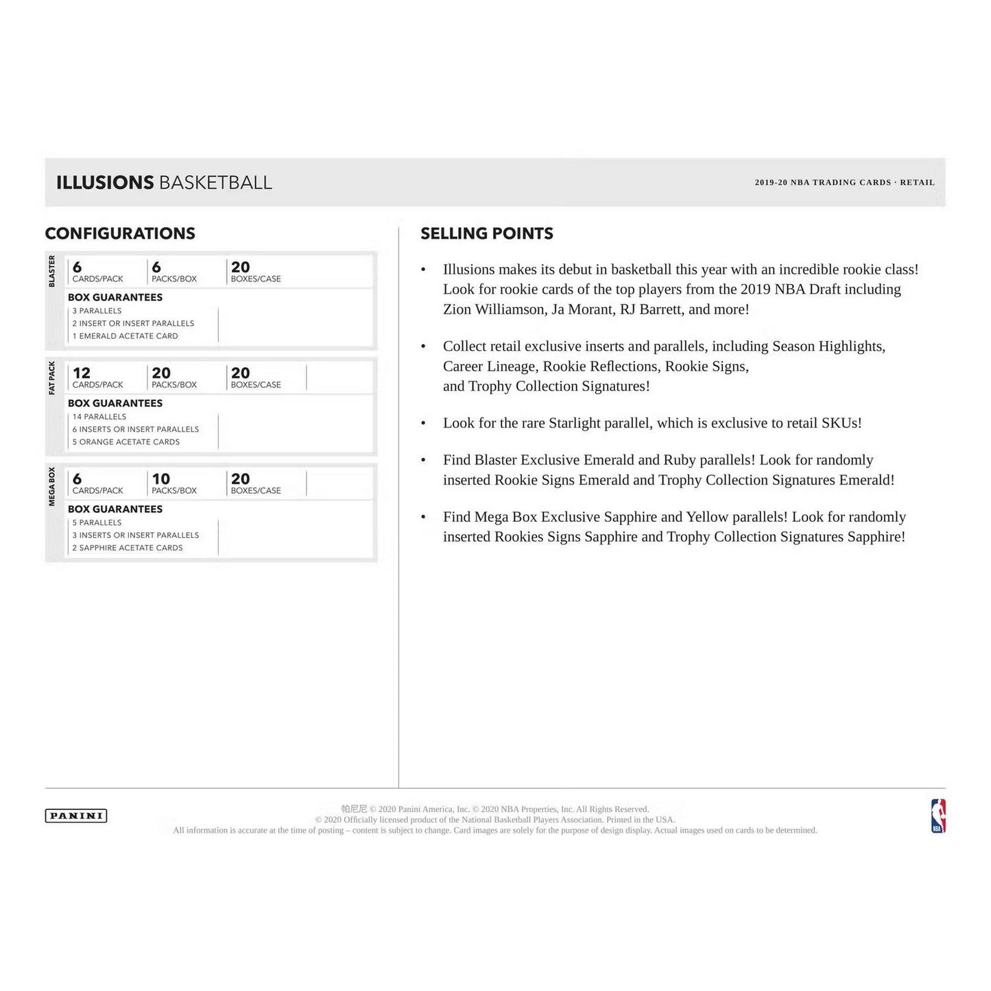 2019-20 Panini Illusions Basketball Mega Box