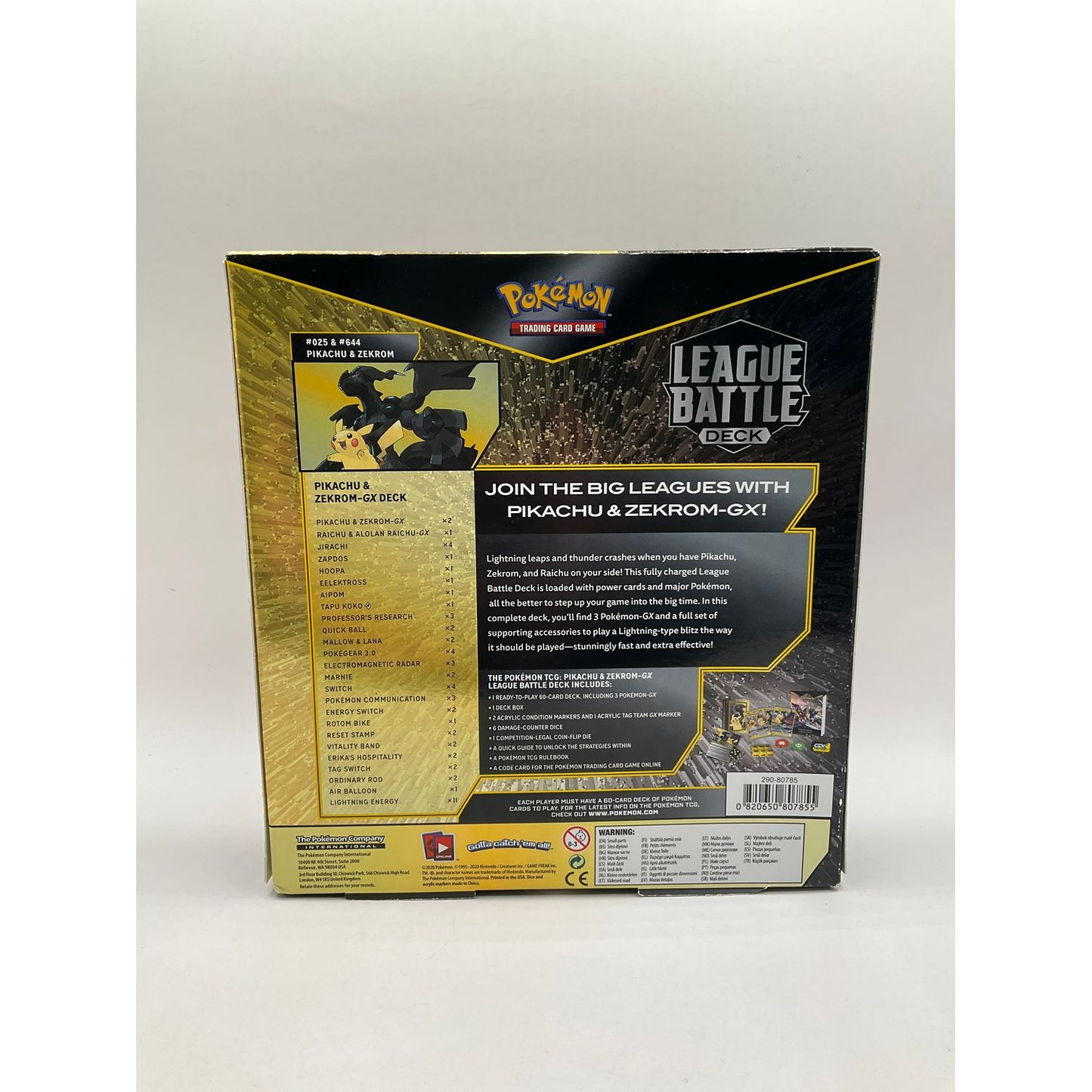 Pokemon: Pikachu & Zekrom GX League Battle Deck #2 *See Pictures for Details*