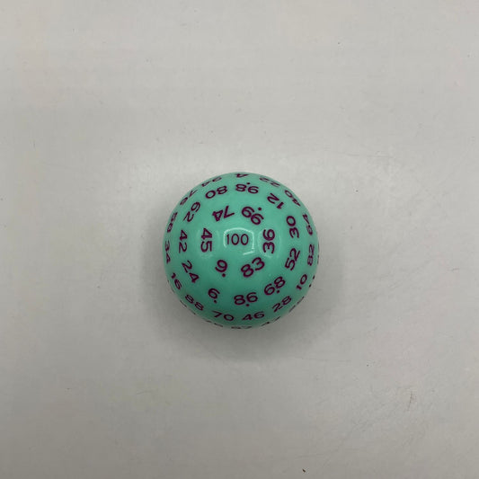 Critical Hit Collectibles: Single Mint Green D100 Opaque Polyhedral Die with Purple Numbers for RPGS