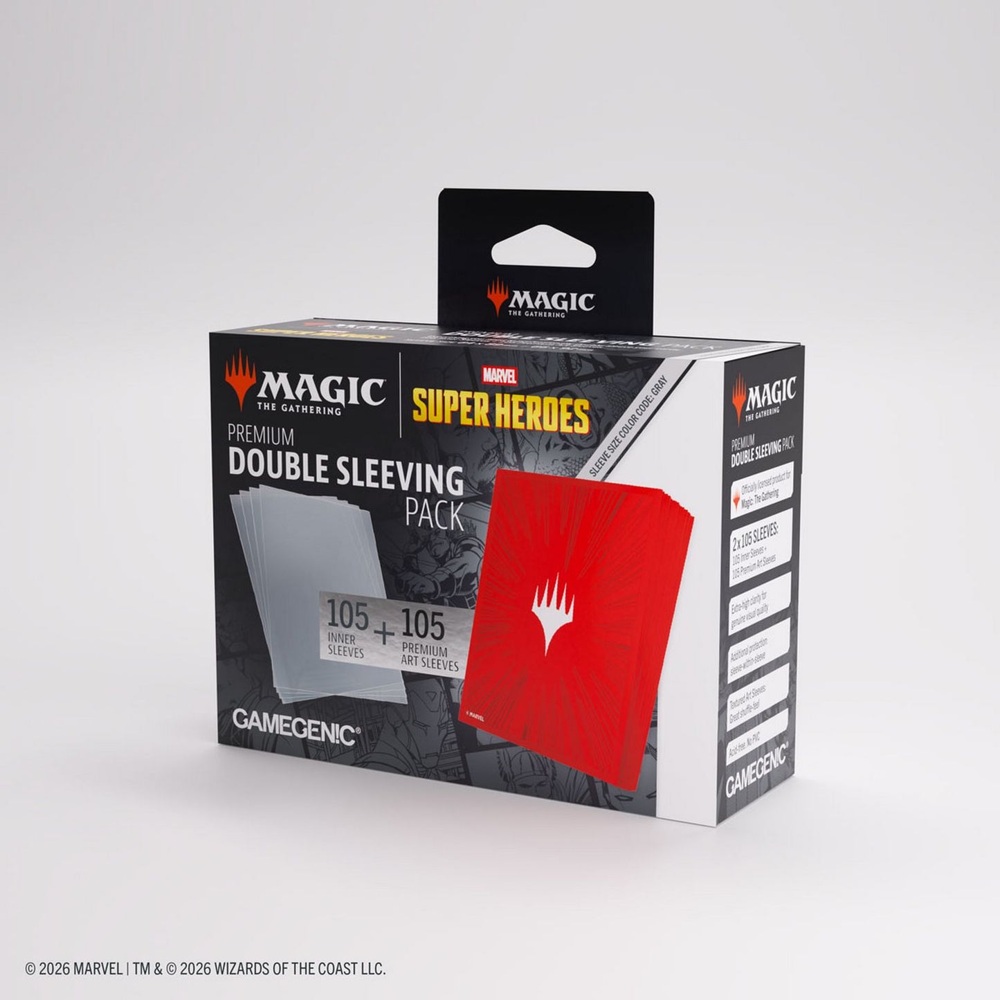Gamegenic: Magic the Gathering | Marvel Super Heroes Premium Double Sleeving Pack 100 (Comic Burst Red)
