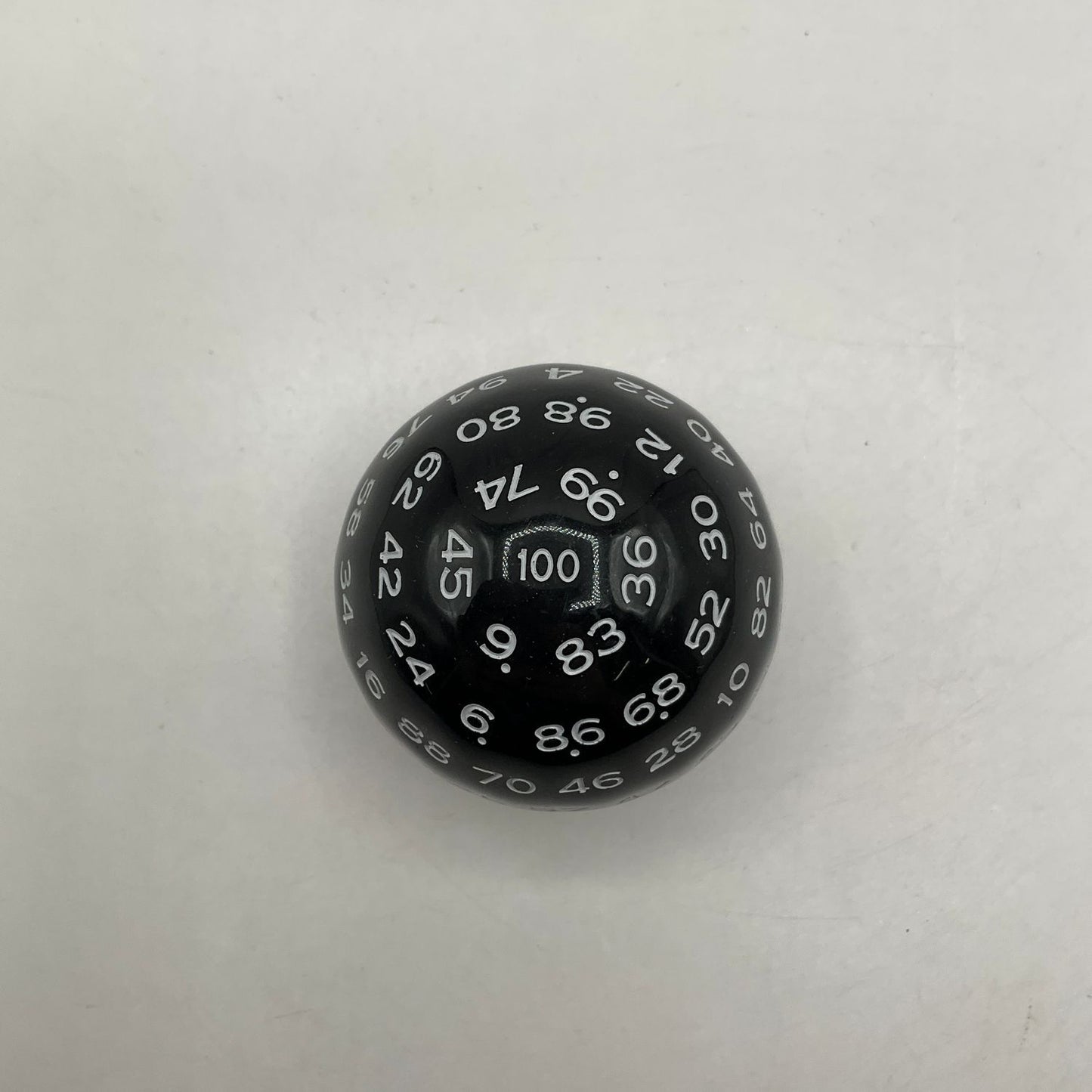 Critical Hit Collectibles: Single Black D100 Opaque Polyhedral Die with White Numbers for RPGS
