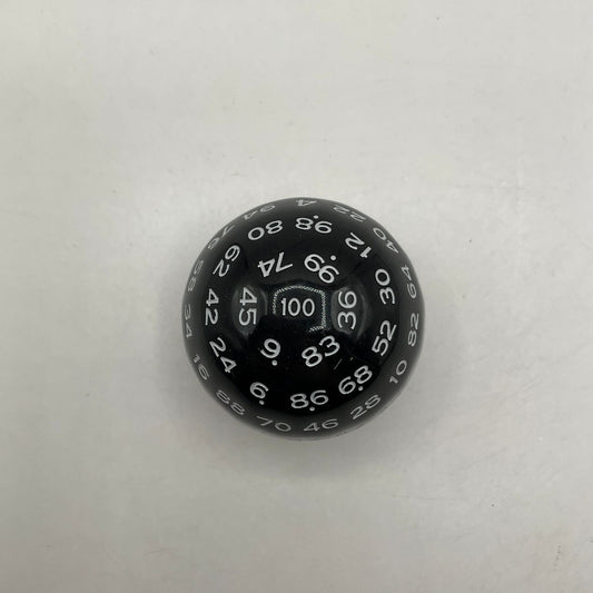 Critical Hit Collectibles: Single Black D100 Opaque Polyhedral Die with White Numbers for RPGS