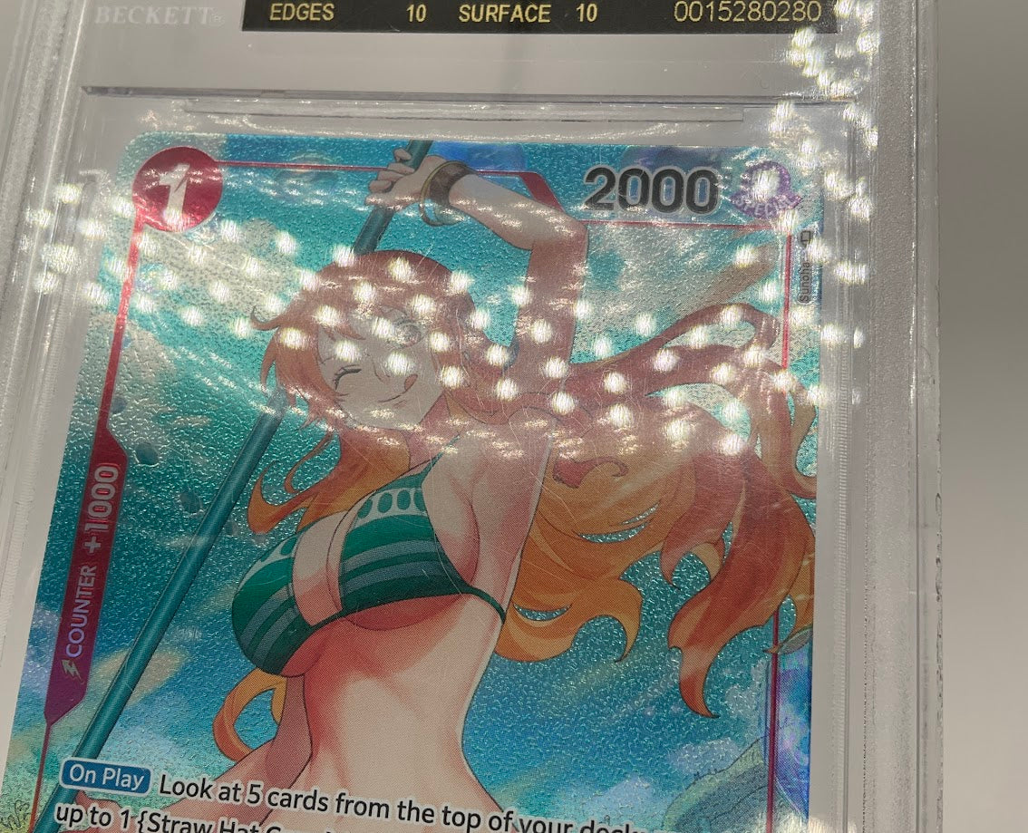 Nami One Piece Card Game Romance Dawn Alternate Art Beta #016 BGS 10 Black Label