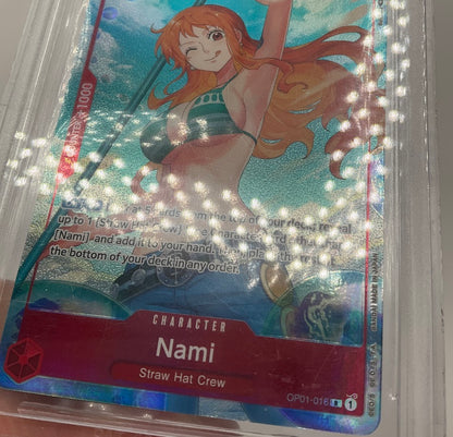 Nami One Piece Card Game Romance Dawn Alternate Art Beta #016 BGS 10 Black Label