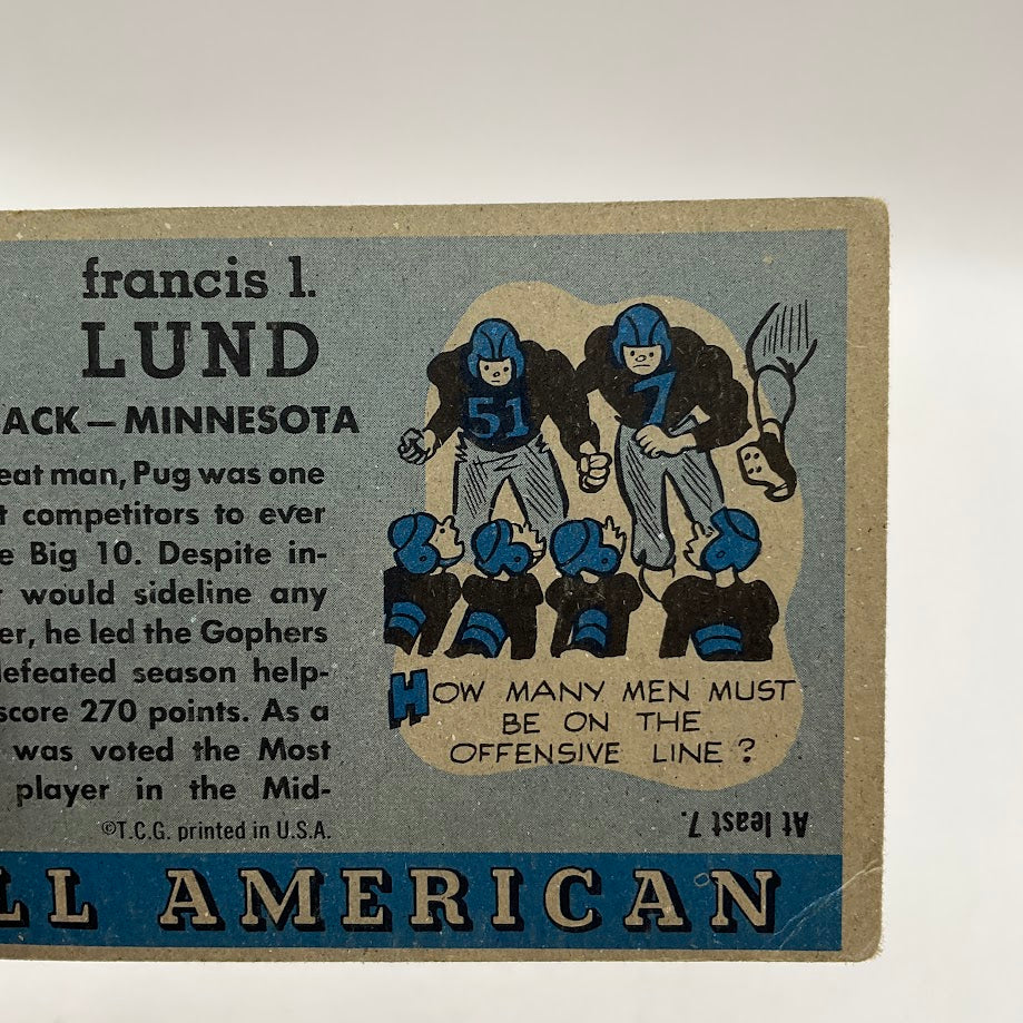 Pug Lund 1955 Topps All American RC #79 VG