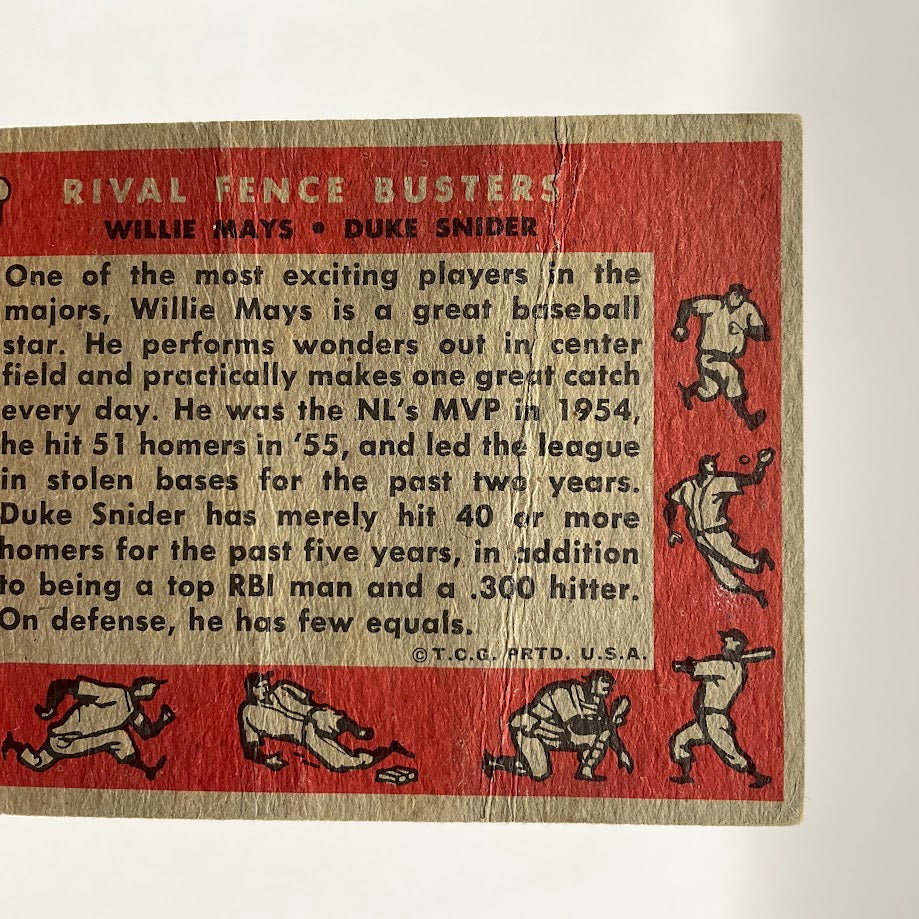 Rival Fence Busters 1958 Topps Willie Mays / Duke Snider #436 PR - Collector Store LLC