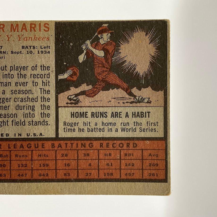Roger Maris 1962 Topps #1 New York Yankees GD #1 - Collector Store LLC
