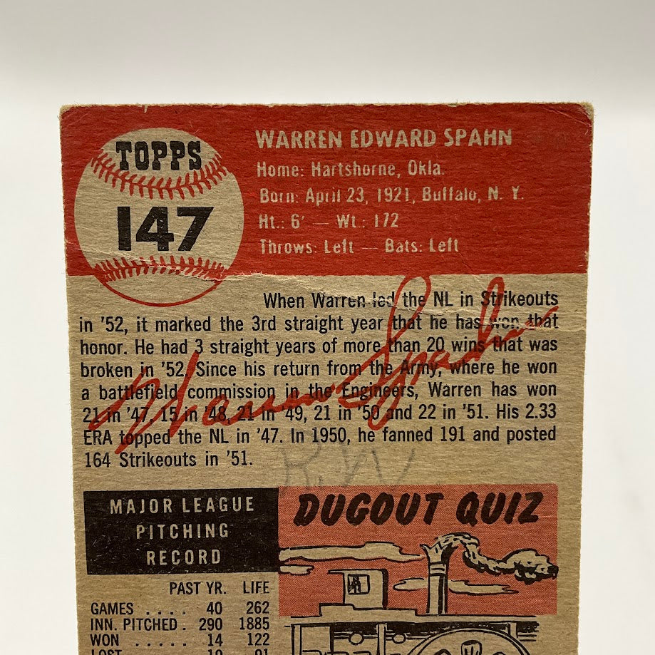 Warren Spahn 1953 Topps #147 Boston Braves GD - Collector Store LLC