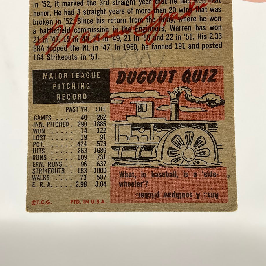 Warren Spahn 1953 Topps #147 Boston Braves GD - Collector Store LLC