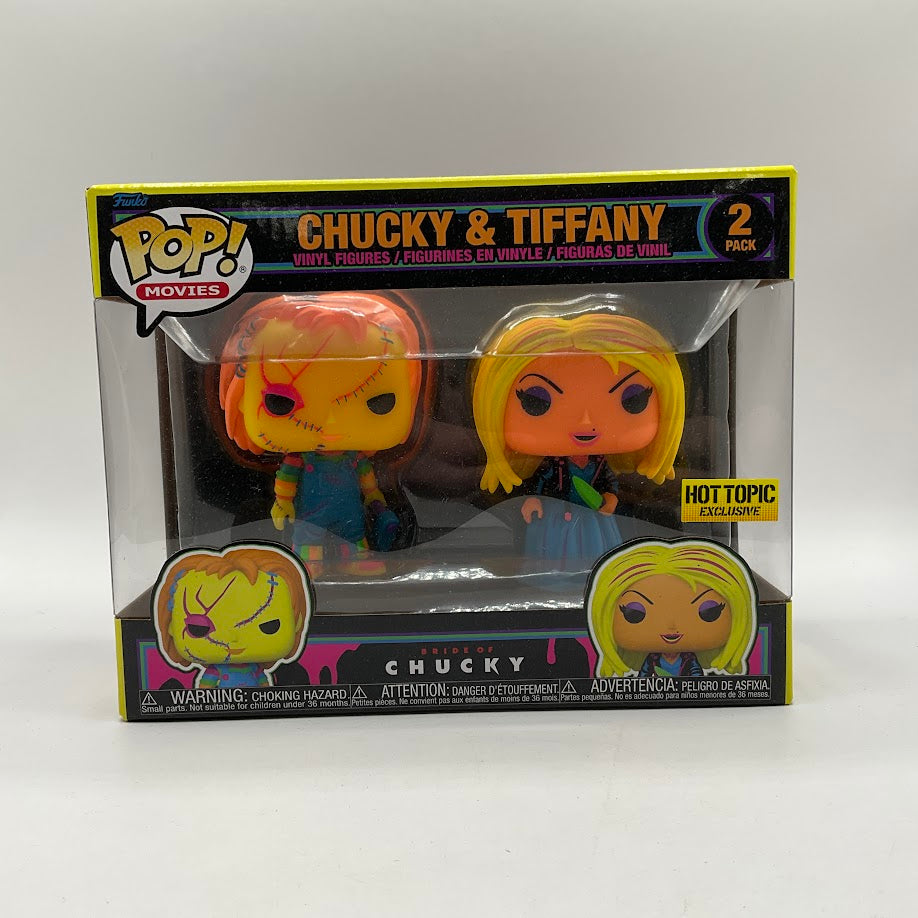 Chucky & Tiffany (Blacklight) Funko Pop! Bride of Chucky 2 Pack Hot Topic、Funko、kayou