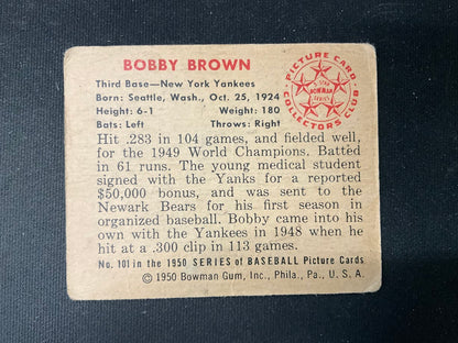 Bobby Brown 1950 Bowman #101 New York Yankees GD