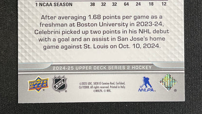 Macklin Celebrini 2024-25 Upper Deck Series 2 Young Guns RC #451